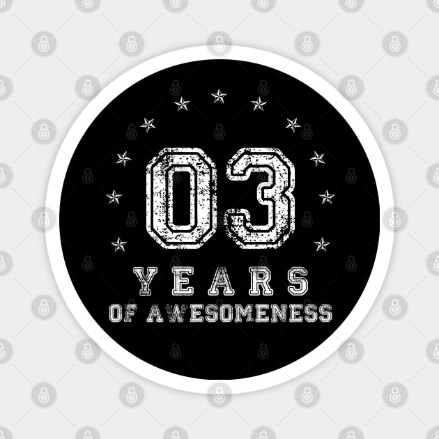 Vintage 3 years of awesomeness Magnet by opippi